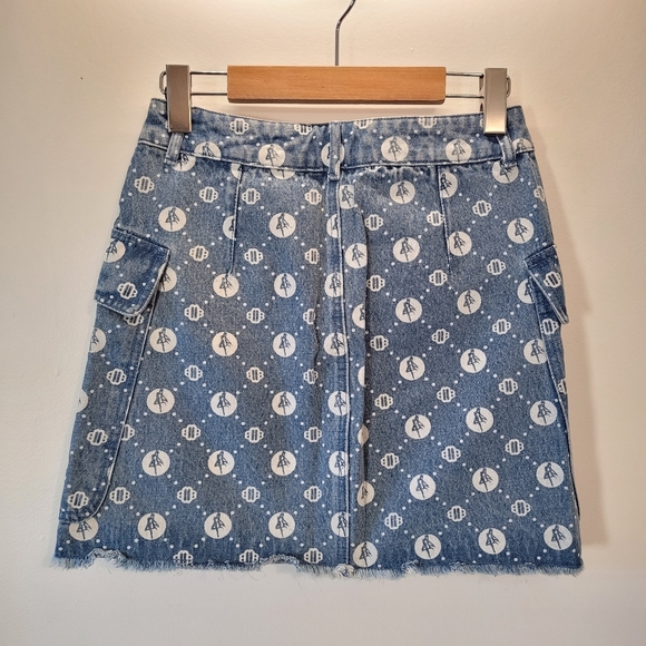 Sailor Moon x Maje - Jimoon Monogram-Print High-Waisted Denim Mini Skirt - 25" - Picture 5 of 7
